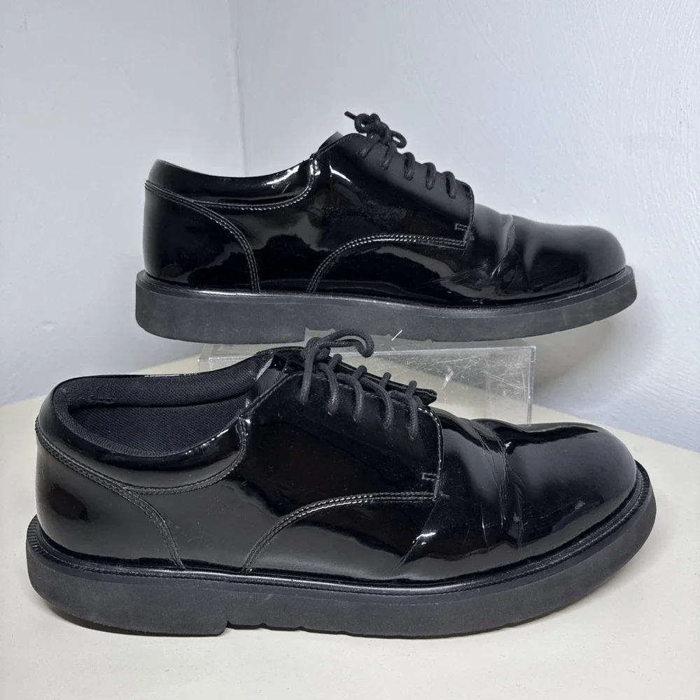 MENS 12M BATES E22141 HIGH GLOSS TACTICAL DUTY OXFORD Patent Leather SHOES BLACK